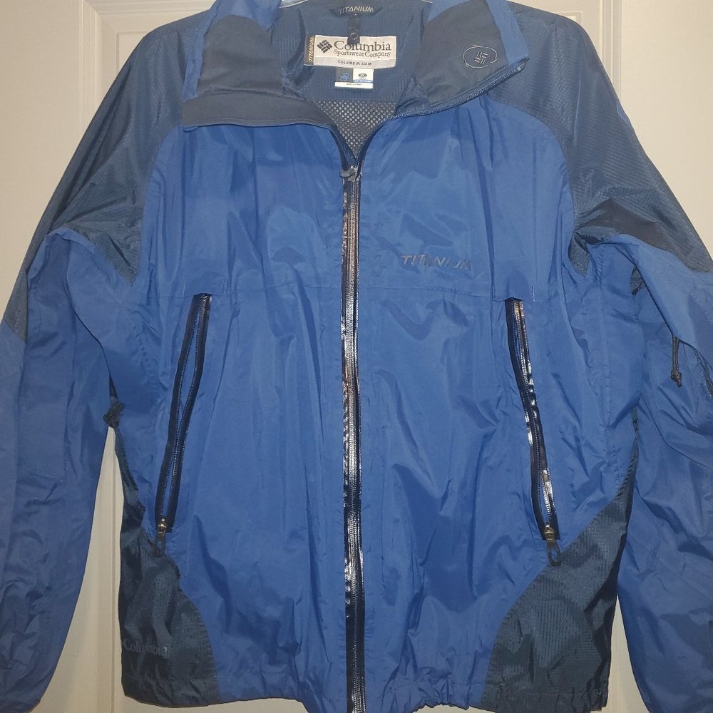 Men's Columbia Titanium Rain Jacket Navy/royal Blue Size XL